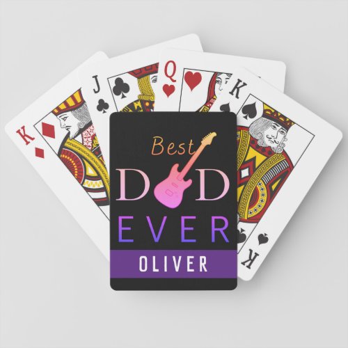 Modern For Him Guitar Best Dad Ever Fathers Day Poker Cards