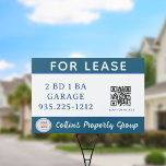 Modern For Lease QR Code Yard Sign