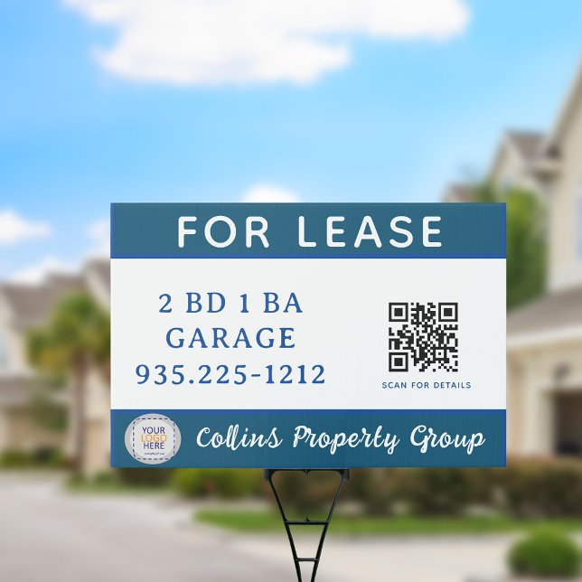 Modern For Lease QR Code Yard Sign (Creator Uploaded)