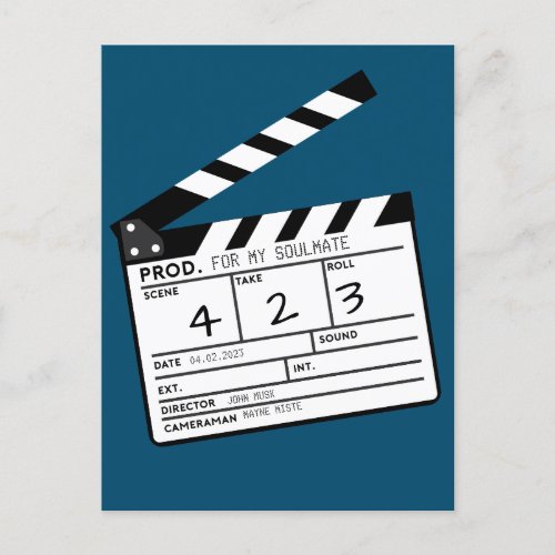 Modern For My Soulmate Movie Clapperboard Postcard