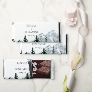 Modern Forest and Mountain landscape Wedding Hershey Bar Favors