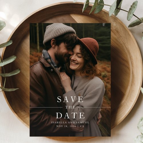 Modern Forest Boho Photo Wedding Save The Date Invitation