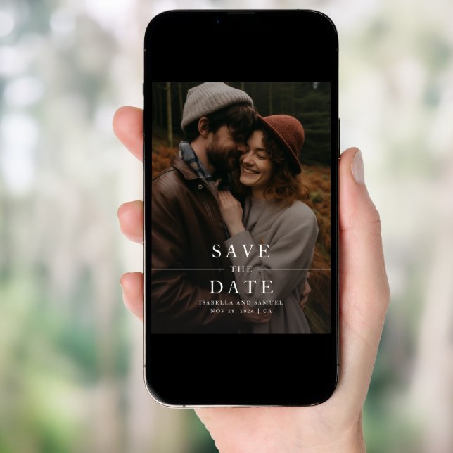 Modern Forest Boho Photo Wedding Save The Date Invitation (Front Digital)