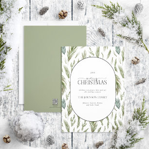 Modern Forest Botanicals Arch Merry Christmas Holiday Card