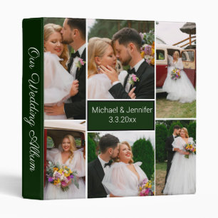 Modern Forest Green 6 Photo Collage Wedding Album 3 Ring Binder