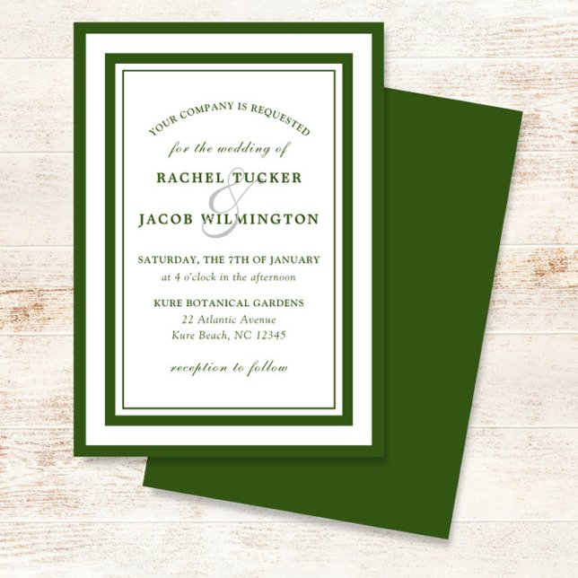 Modern Forest Green Border Simple Wedding Invitation (Creator Uploaded)