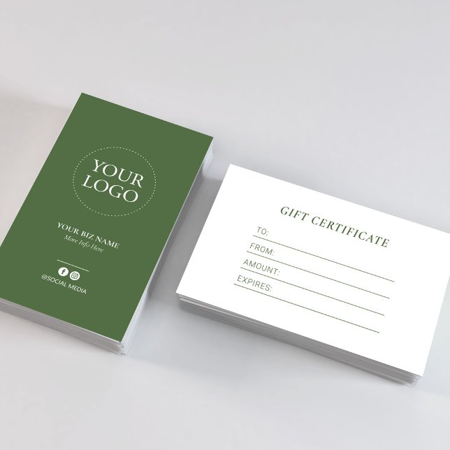 Modern Forest Green Business Logo Gift Certificate (Creator Uploaded)