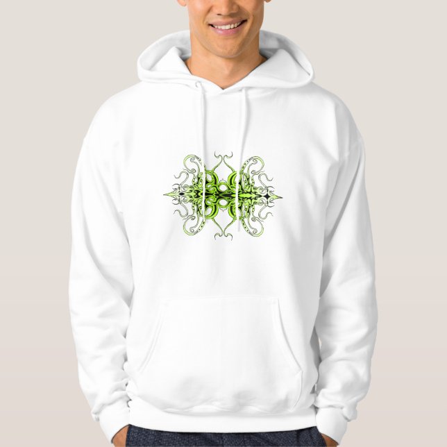 Modern Forest Green Celtic-Inspired Tribal Tattoo  Hoodie (Front)