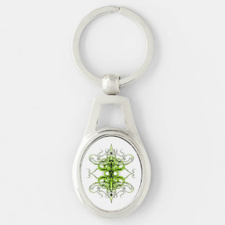 Modern Forest Green Celtic-Inspired Tribal Tattoo Keychain