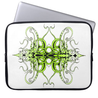 Modern Forest Green Celtic-Inspired Tribal Tattoo Laptop Sleeve