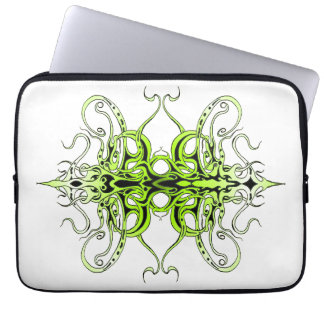 Modern Forest Green Celtic-Inspired Tribal Tattoo Laptop Sleeve