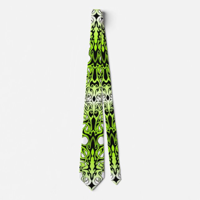 Modern Forest Green Celtic-Inspired Tribal Tattoo  Neck Tie (Front)