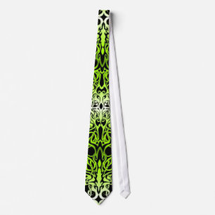 Modern Forest Green Celtic-Inspired Tribal Tattoo Neck Tie