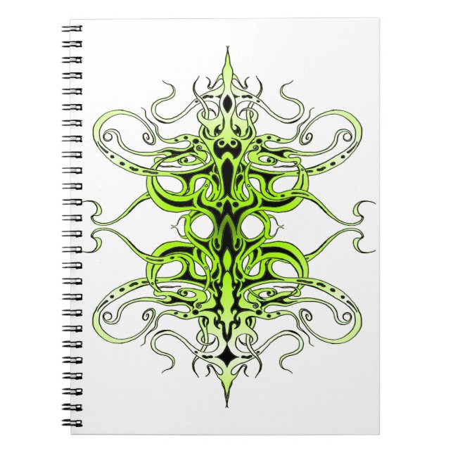 Modern Forest Green Celtic-Inspired Tribal Tattoo  Notebook (Front)