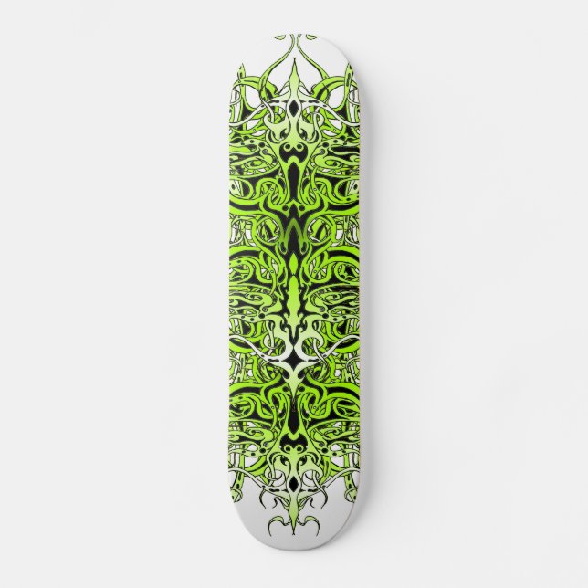 Modern Forest Green Celtic-Inspired Tribal Tattoo  Skateboard Deck (Front)