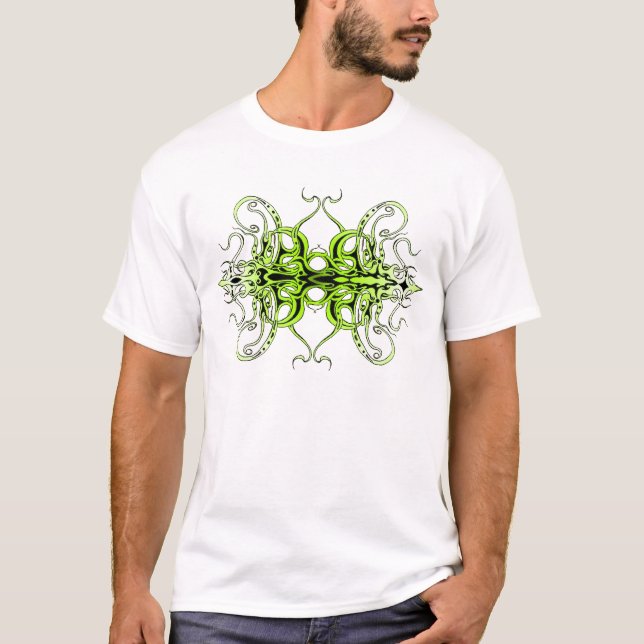 Modern Forest Green Celtic-Inspired Tribal Tattoo  T-Shirt (Front)