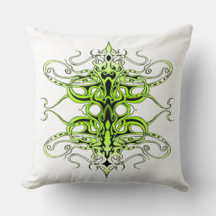 Modern Forest Green Celtic-Inspired Tribal Tattoo  Throw Pillow