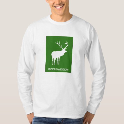 Modern Forest Green Christmas Holiday Deer T_Shirt
