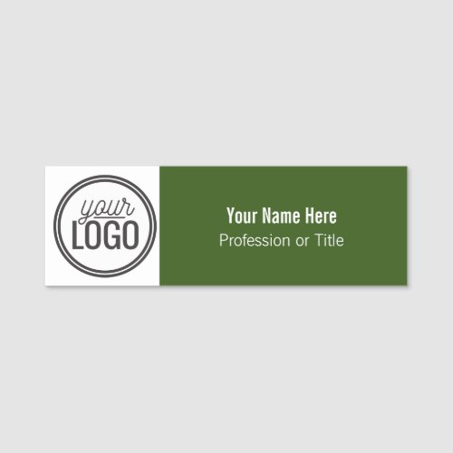 Modern Forest Green Color Block Professional Name Tag