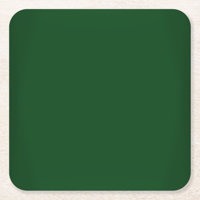 Modern Forest Green Customizable Square Paper Coaster (Front)