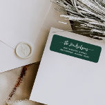 Modern Forest Green | Family Christmas Label<br><div class="desc">These modern and stylish holiday return address labels feature your family name in simple white script and text on a festive dark green background.</div>