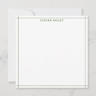 Modern Forest Green Geometric Stationery Square Note Card