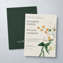 Modern Forest Green Magnolia Wedding