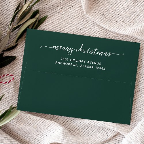 Modern Forest Green  Merry Christmas Envelope
