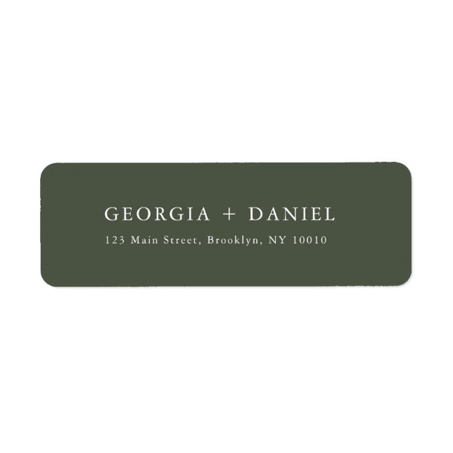 Modern Forest Green Names Return Address Label (Front)
