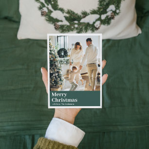 Modern Forest Green Photo Christmas