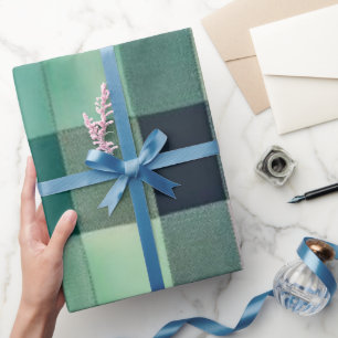 Modern Forest Green Plaid: Elegant Minimalist Tart Wrapping Paper