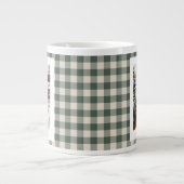 Modern Forest Green Plaid Rustic Photo Christmas   Giant Coffee Mug (Front)