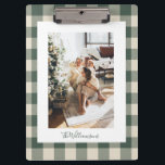 Modern Forest Green Plaid Rustic Photo Custom Clipboard<br><div class="desc">Personalized Modern Forest Green Plaid Rustic Photo Clipboard</div>