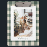 Modern Forest Green Plaid Rustic Photo Custom Clipboard<br><div class="desc">Personalized Modern Forest Green Plaid Rustic Photo Clipboard</div>