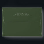 Modern Forest Green Wedding Return Address Envelope<br><div class="desc">Simple wedding envelope with three line return address in a white serif font on the back flap.</div>