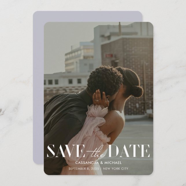 Modern Forest Lavender Gray Wedding Save Date Invitation (Front/Back)