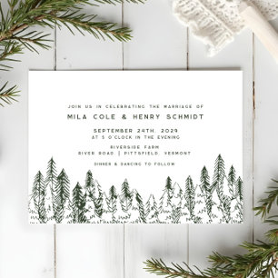 Modern Forest Pine Minimalist Evergreen Wedding Invitation