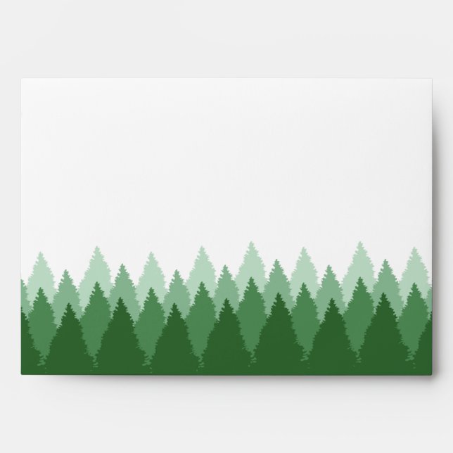 Modern Forest Range Woodland Wedding Envelope (Front)