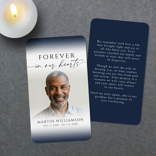 Modern Forever Hearts Photo Memorial Prayer Card