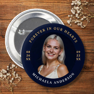 Modern Forever In Our Hearts Funeral/Memorial Button