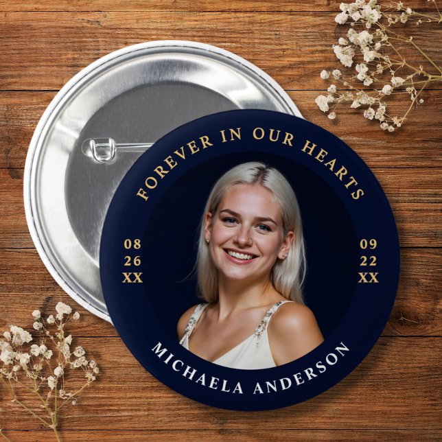 Modern Forever In Our Hearts Funeral/Memorial Button (Creator Uploaded)