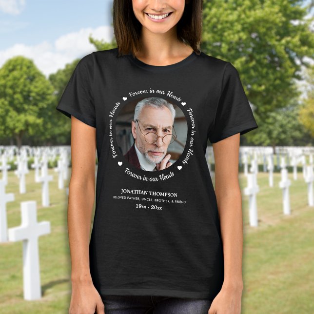 Modern Forever In Our Hearts Personalized Photo T-Shirt (Creator Uploaded)