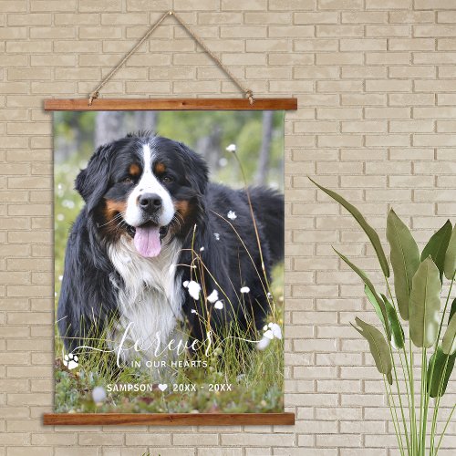 Modern Forever In Our Hearts Pet Memorial Photo  Hanging Tapestry