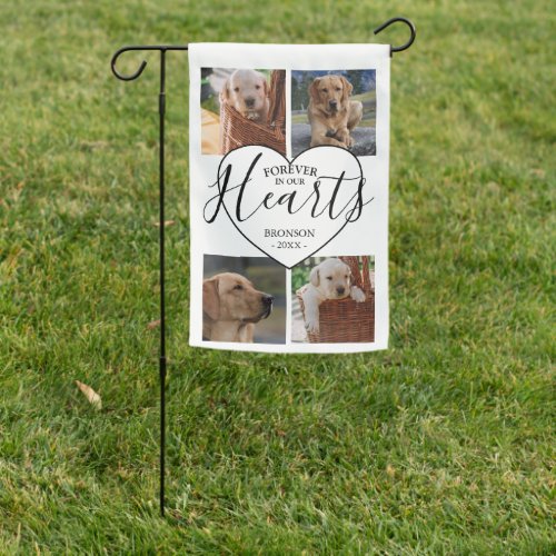 Modern Forever In Our Hearts Pet Photo Collage Garden Flag