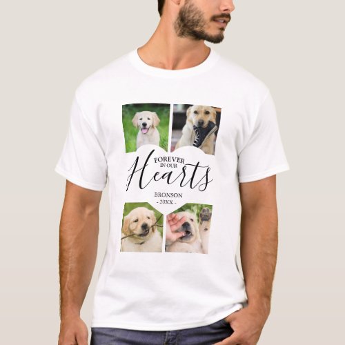 Modern Forever In Our Hearts Pet Photo Collage T_Shirt
