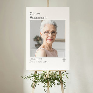 Modern Forever In Our Hearts Photo Funeral Sign