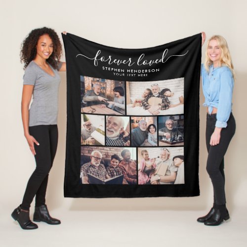 Modern Forever Loved 8_Photo Collage Tribute Fleece Blanket