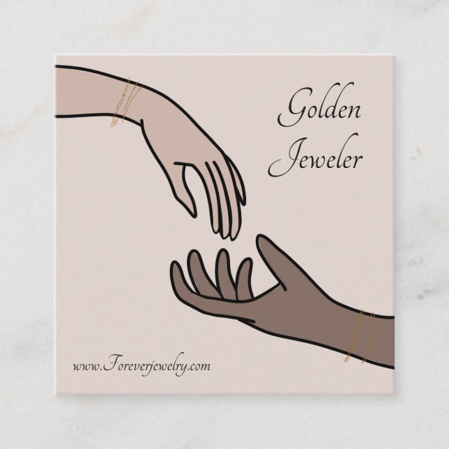 Modern Forever Permanent Jewelry Care Square Business Card (Front)
