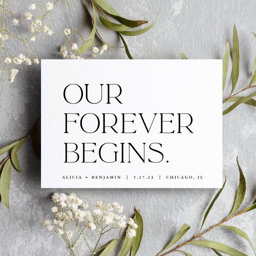 Modern Forever Typography Flat Save The Date Card
