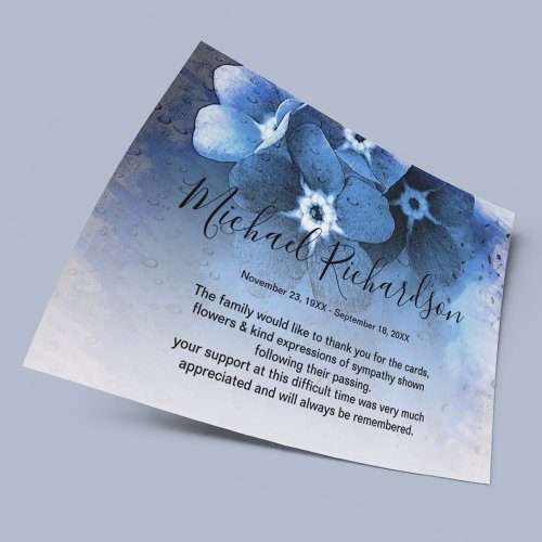 Modern Forget Me Not Flower Memorial Thank You Card